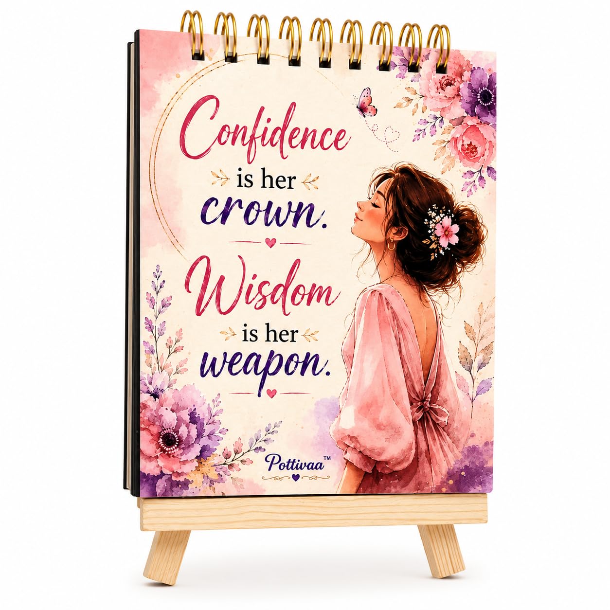 Daily Inspiration for Strong Women Desk Stand Cards Set of 12 with Wooden Easel Stand | Inspirational Quote Cards for Women | 300 GSM Thick Card, Matte Finish | Motivational Desk Decor for Office & Home | Empowerment Gift for Women & Girls-picture-17
