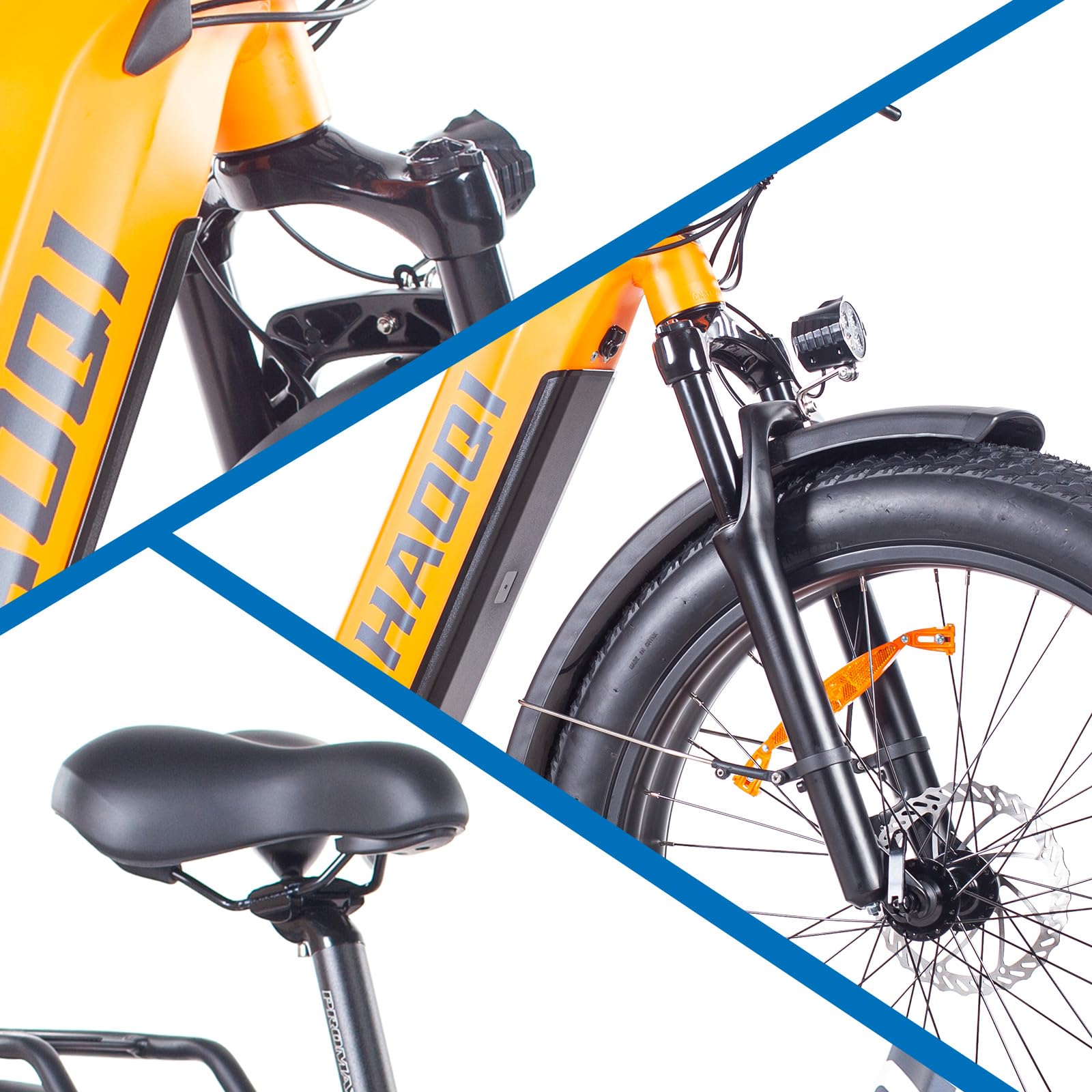 HAOQI Elektrofahrrad für Erwachsene, 250W bürstenloser Motor Mountainbike mit 48V 20AH herausnehmbarem Akku,26" x 4.0 Fat Tire Ebike, Elektrofahrrad mit 7 Gängen bis zu 25 km/h