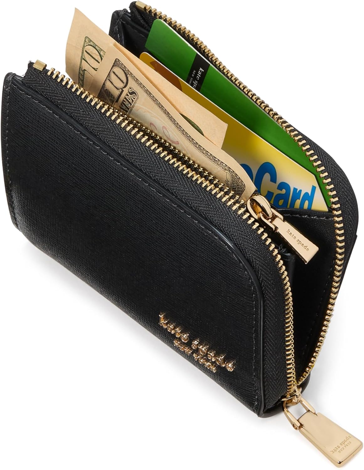 kate spade new york Women's Devin Saffiano Leather Zip Card Case, Black - Image 5