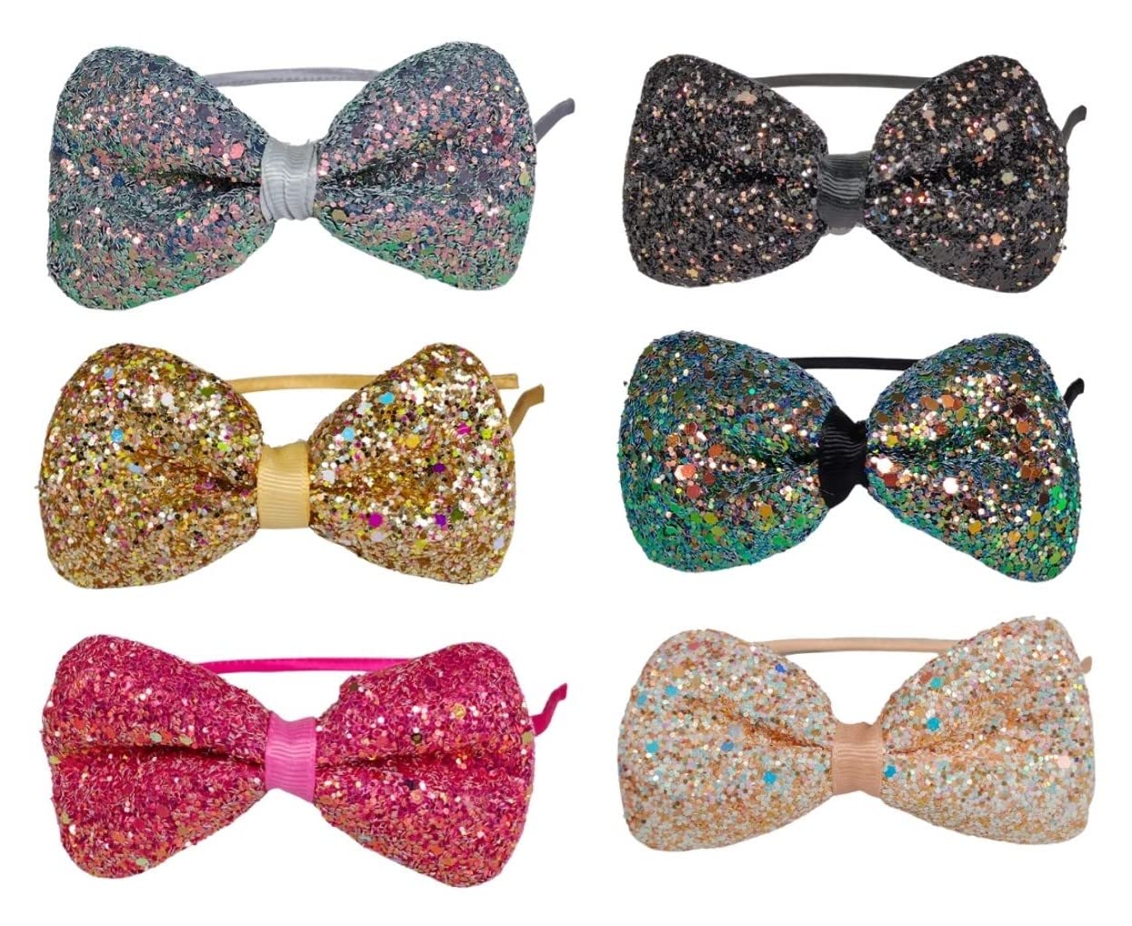 ANNA CREATIONS Glitter Bow Hairband Shiny Bow Knot Teeth Hairband for Kids Girl Headbands Sequin Hairbands for Kids Teens Toddlers Childrens Hair Accessories (Set Of 6) (28) (B098LBD25Y) Amazon Price History, Amazon Price Tracker