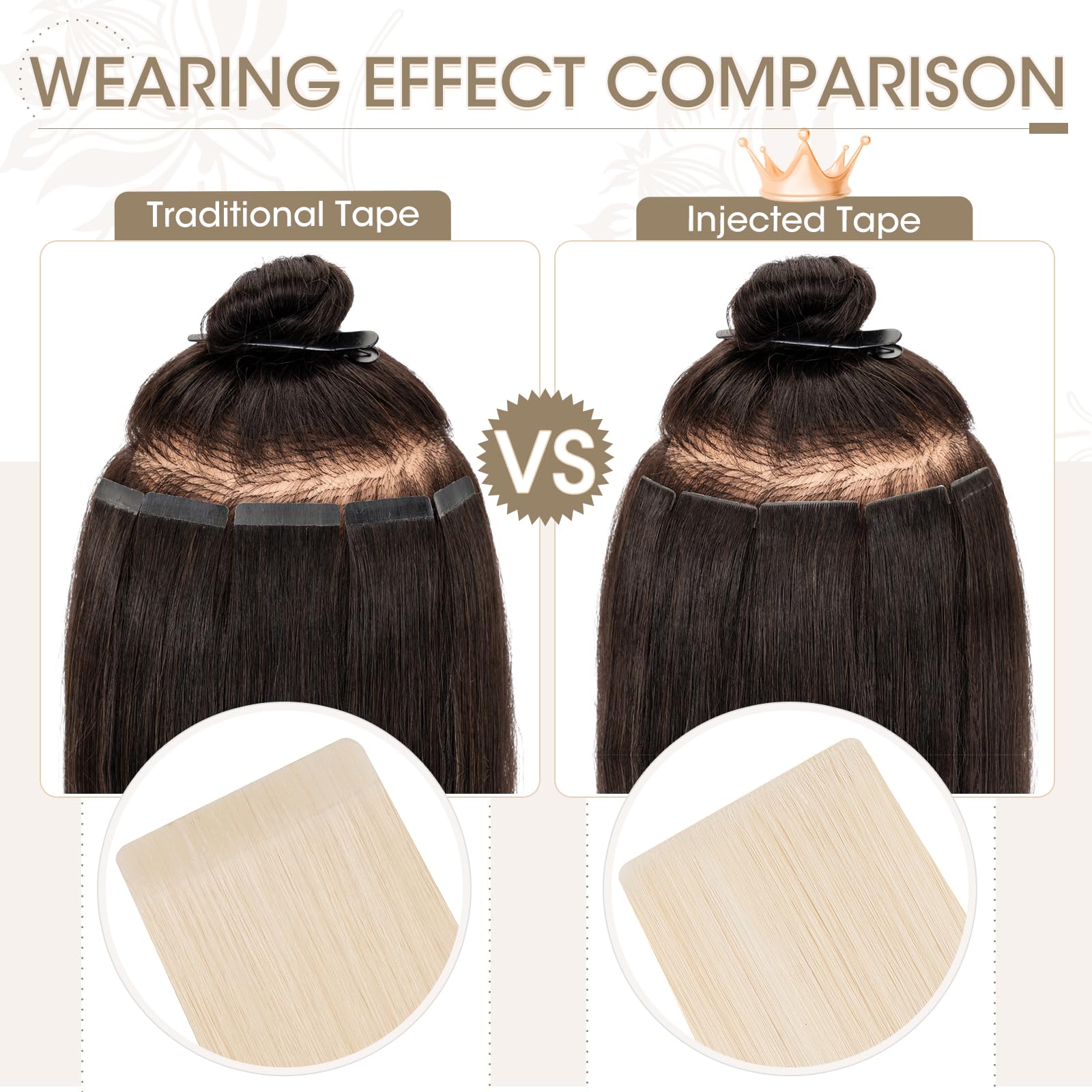 Elailite Injected Tape in Hair Extensions Human Hair - Image 3