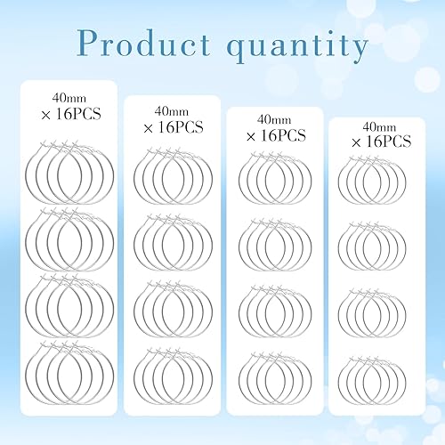 Miniatura 10 de 60 aretes de aro de acero inoxidable con cuentas redondas, aretes abiertos para hacer joyas, manualidades, creación de arte (1.575 pulgadas + 1.772