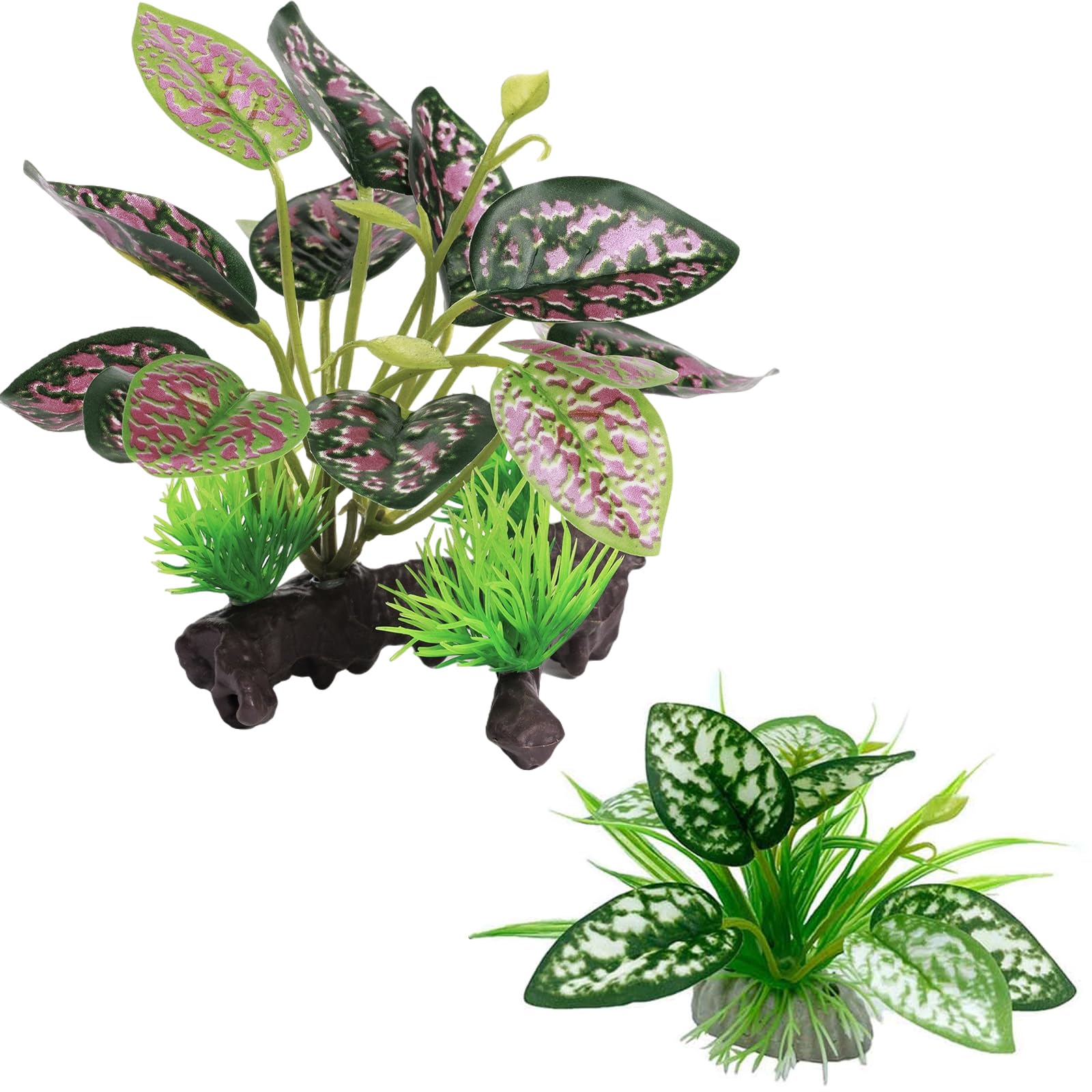 Moonorange Reptile Artificial Plants, Terrarium Plants Decorations Supplies, Aquarium Fish Tank Plant, Amphibian Habitat Hideout Tank Accessories (M
