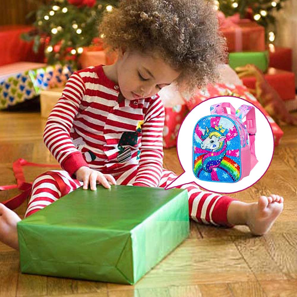 GXTVO Mochila de 3 Piezas para niñas, 16 pies con Lentejuelas para Preescolar y lonchera
