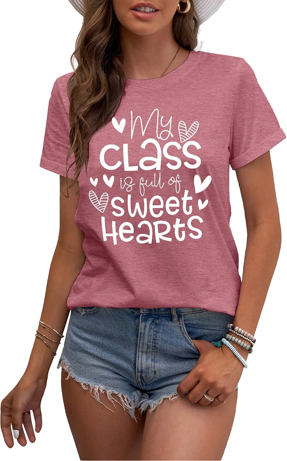 MAIHUN Teacher Valentines Shirt for Women My Class is Full of Sweet Hearts Tshirt Teacher Life Tee Tops - Image 5