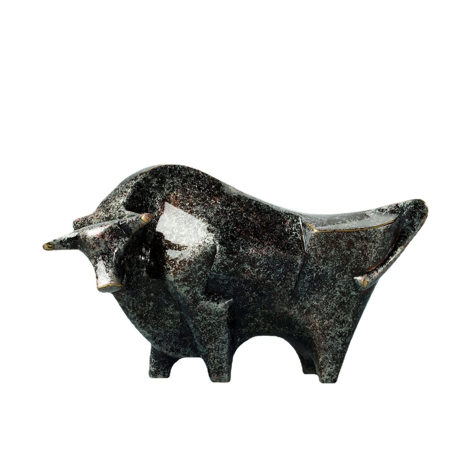 ZZlei2yu-12 Home Decor Ornament Geometric Bull Modern Abstract Bronze Bull Zodiac Bronze Sculpture Office Living Room Brass Ornaments Colorful Ornament