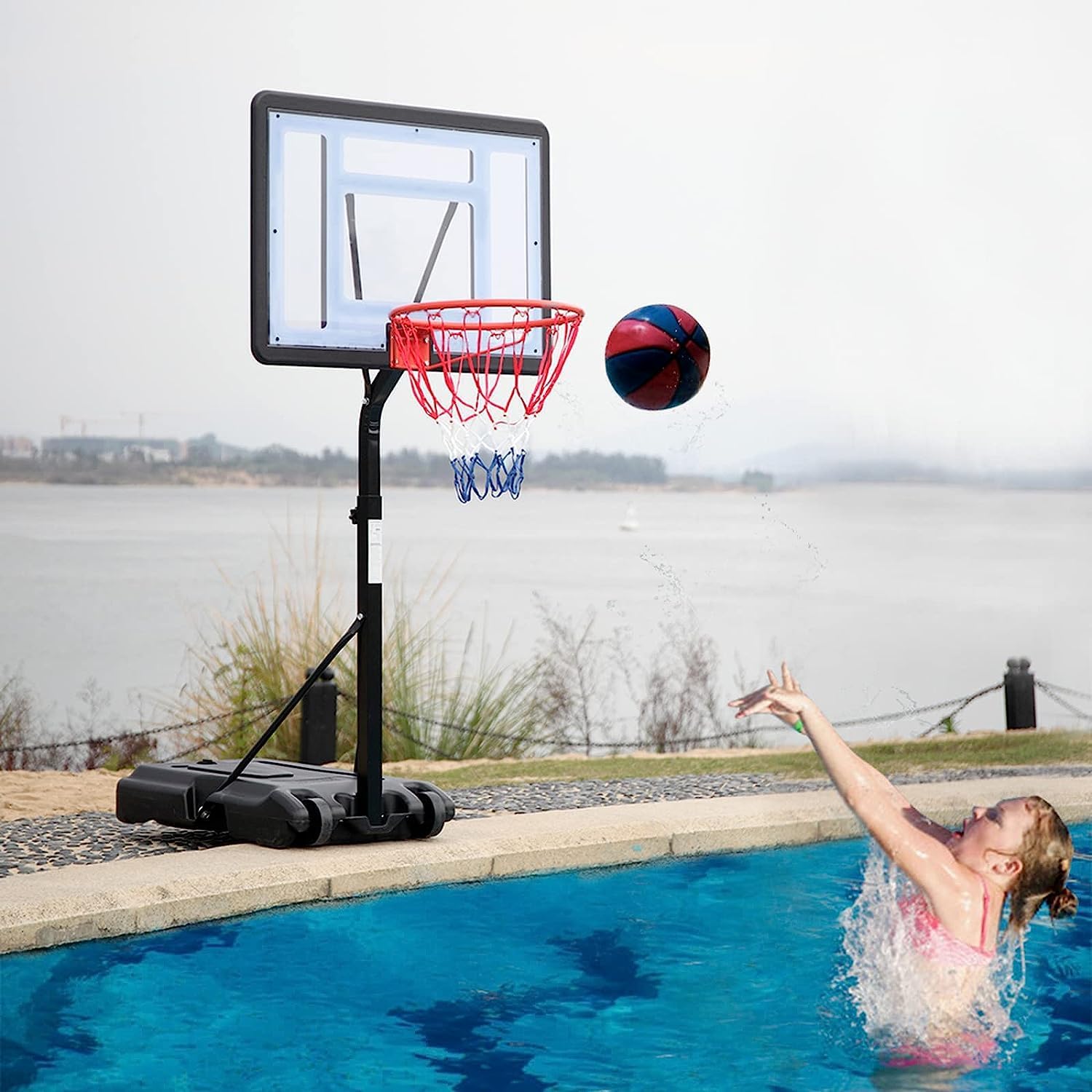 Layta Pool Basketball Hoop Poolside Inground Adjustable