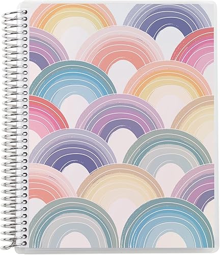 Erin Condren Cuaderno de productividad encuadernado en espiral de 8.5 x 11 pulgadas, arcoíris pastel, 160 páginas rayadas y cuaderno organizador de