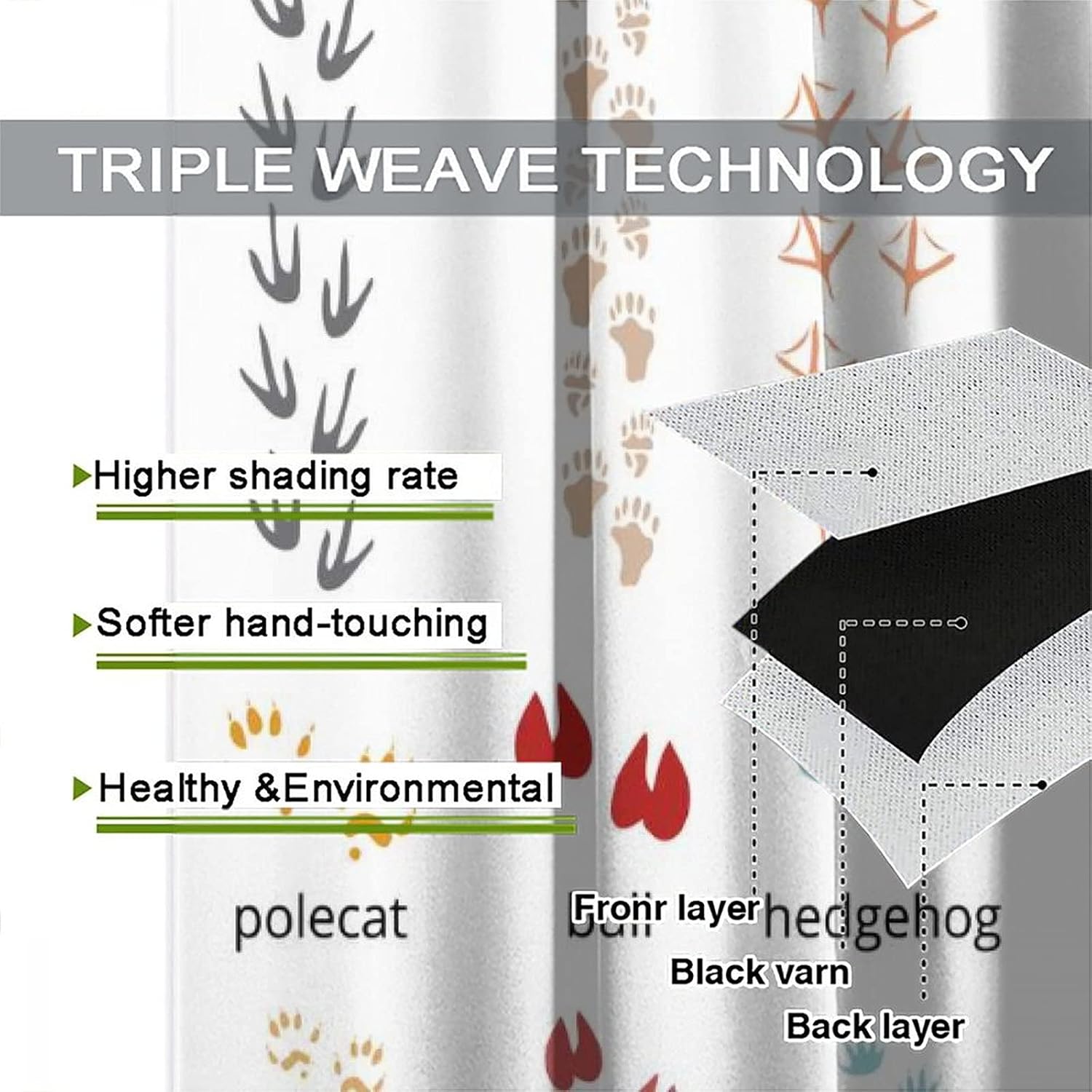 Blасk Frіdау - 40% оƒƒ Footprints Curtains for Kids Room,Animal FootprintsTrack Closet Curtain Curtain Hanging Vertically 85x85inch(214x214cm)