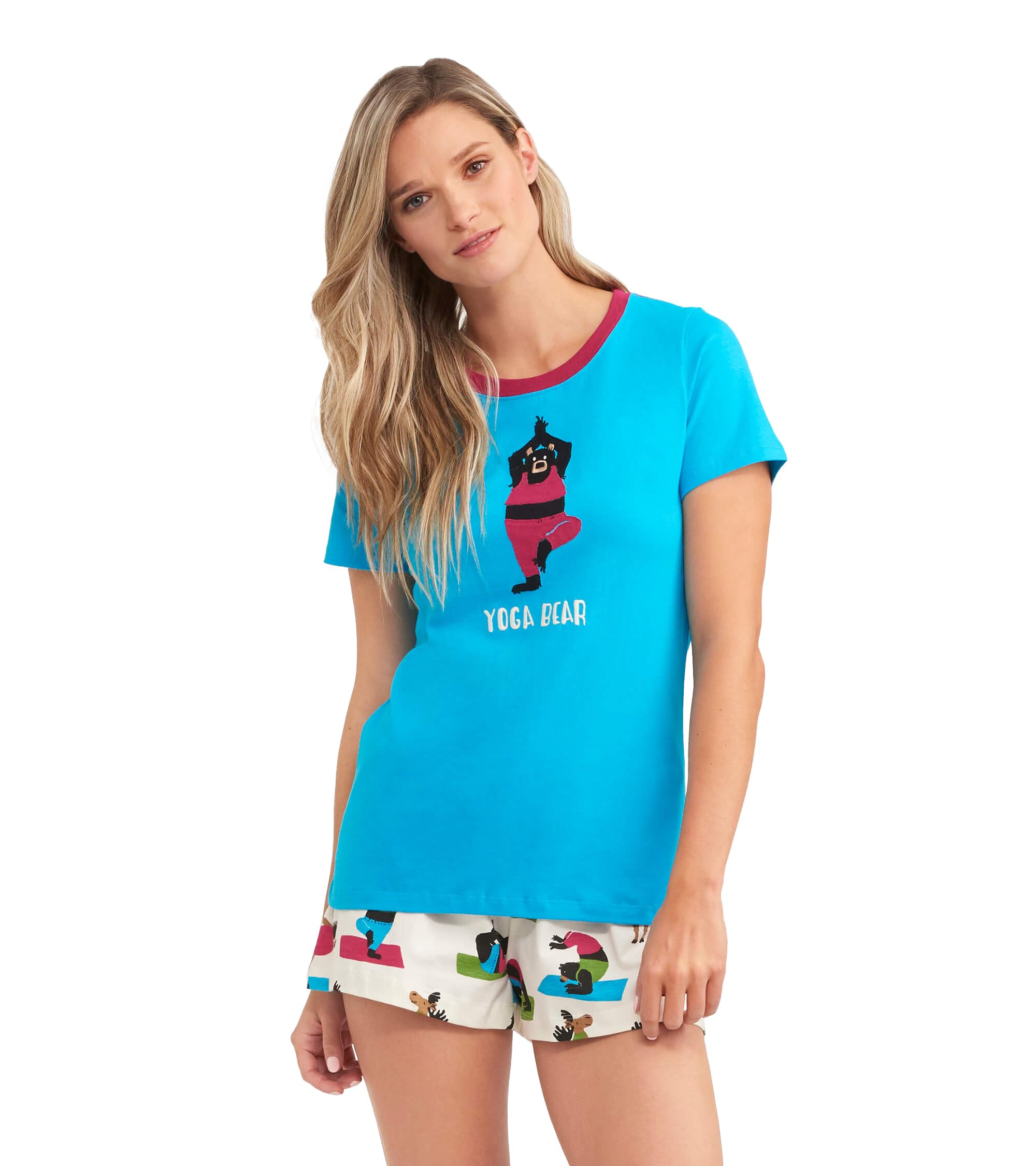 Hatley Women's Cute Animal Pajama Tees Pajama Top, Yoga Bear, L