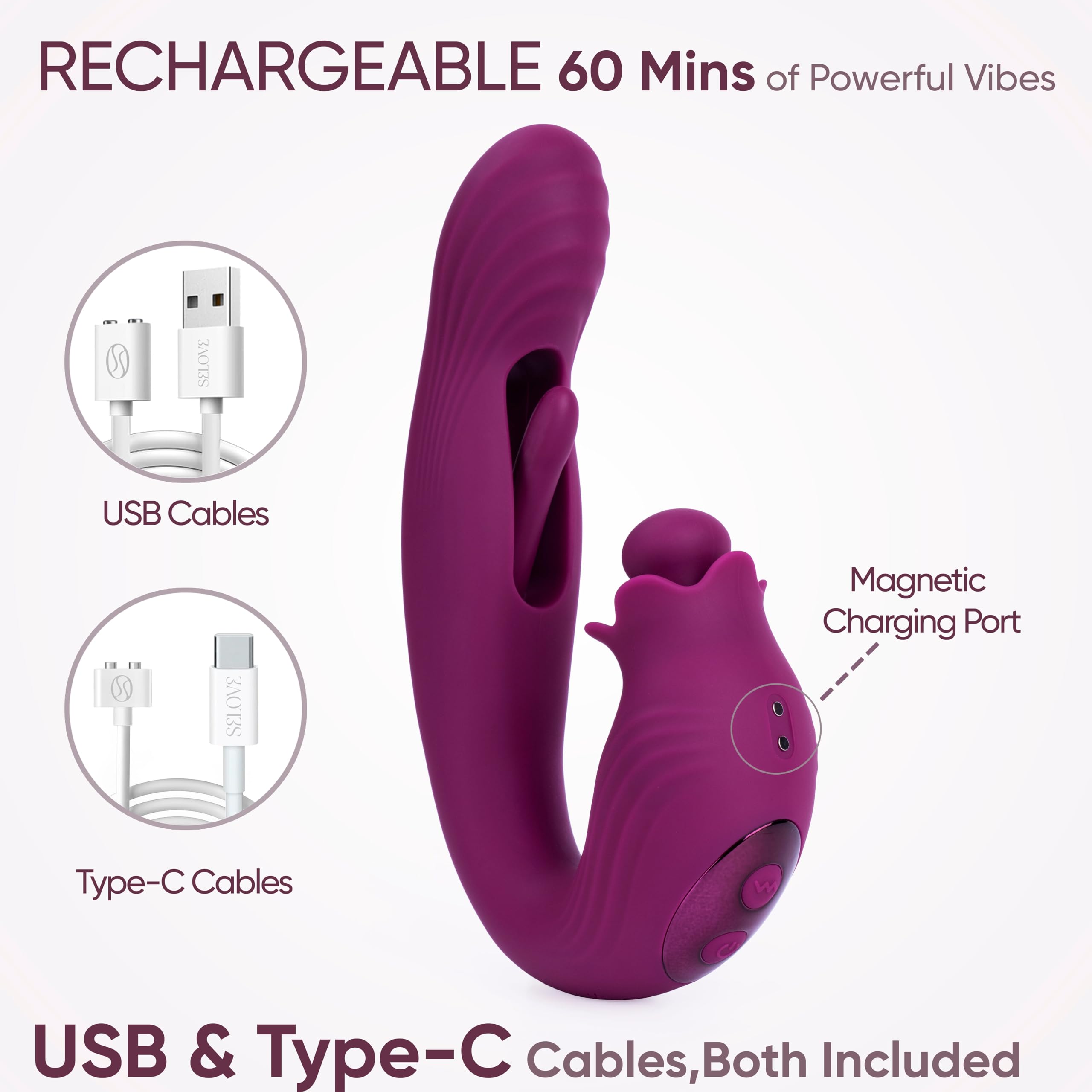 SELOVE Bellflower Vibratore Rabbit Rotante e Oscillante (Viola Scuro)