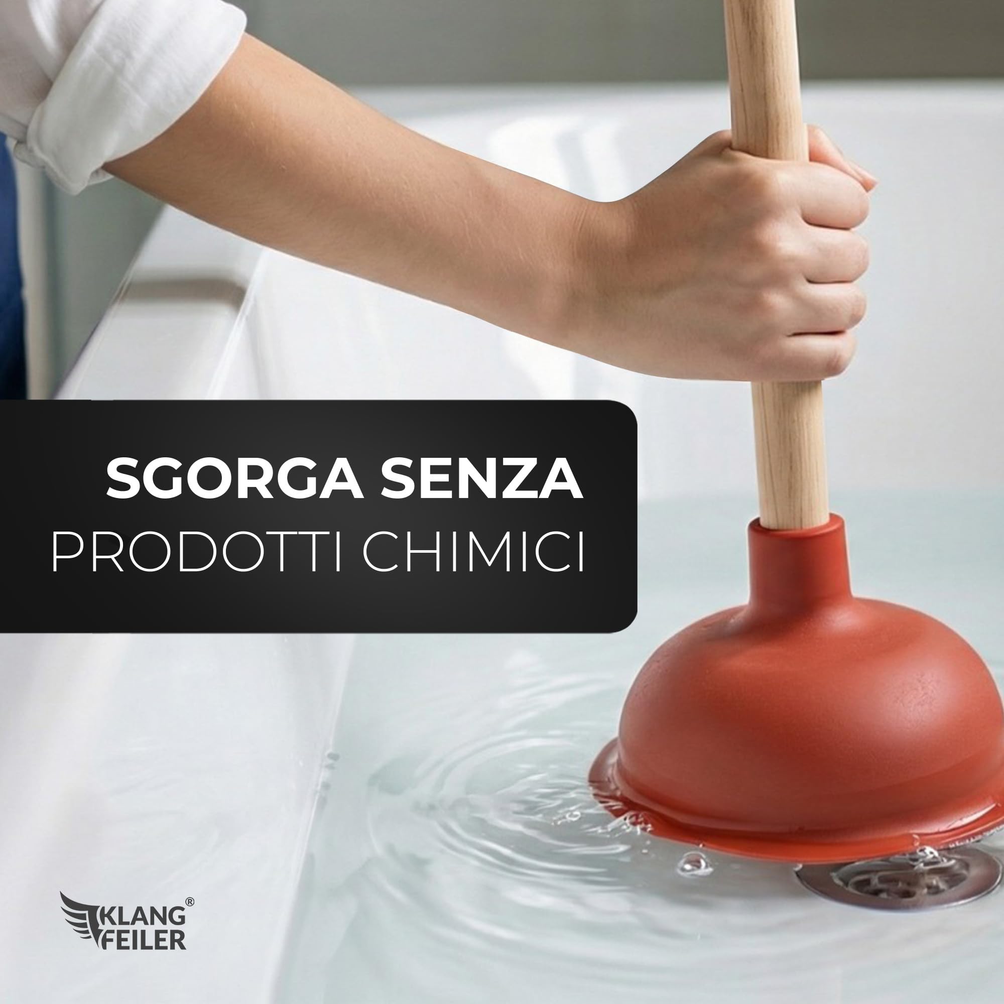 Klangfeiler® Ventosa sturalavandini - 140mm - Stura Lavandini e Scarichi - per wc, bagno, doccia, cucina - sturalavandino