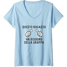 Womens Qesto Boy Needs Grappa V-Neck T-Shirt