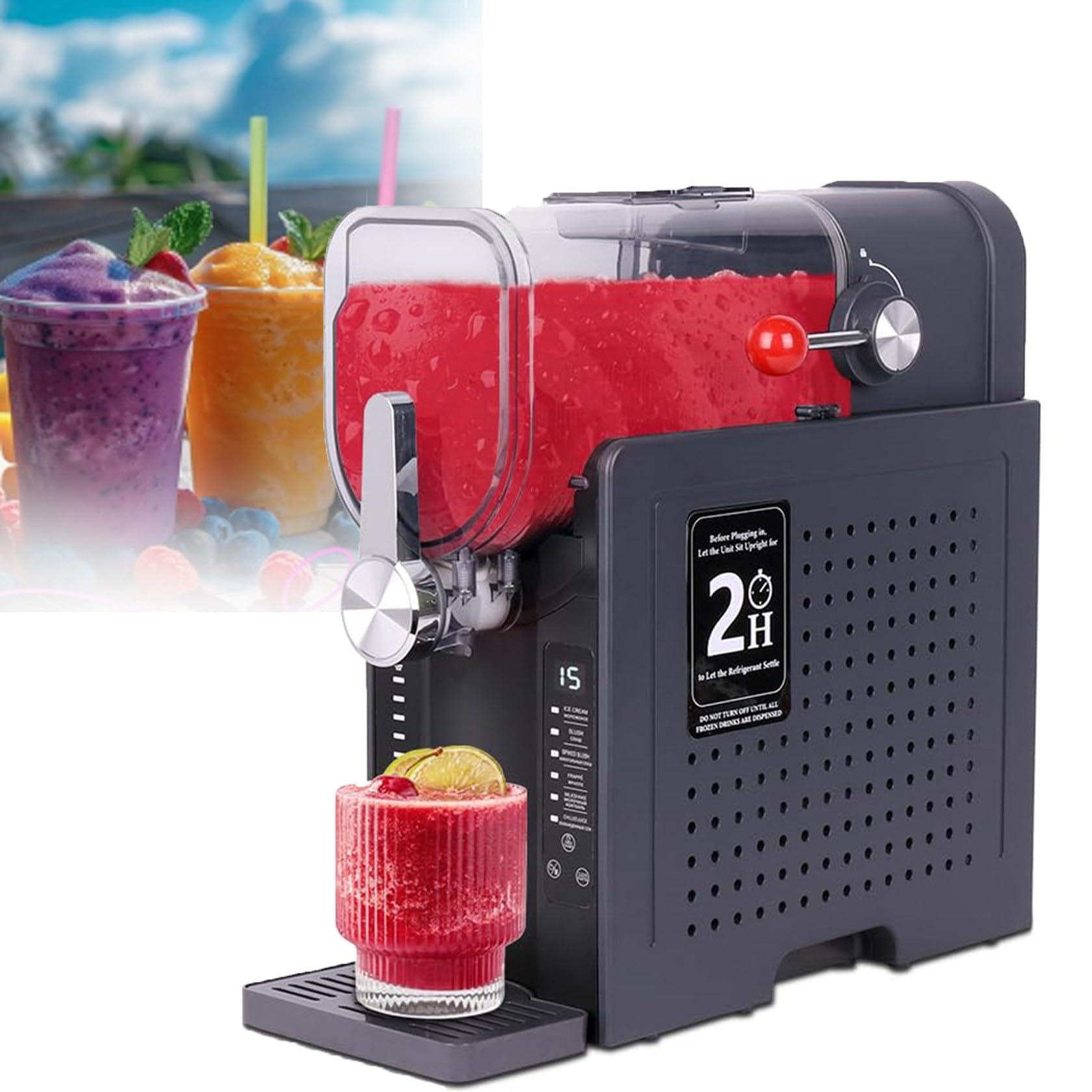 Granitore Per Uso Domestico, 15-60 Minuti - Macchina Per Granite, Senza Ghiaccio, Autopulente, Macchina Per Bevande Ghiacciate, 6 Programmi Preimpostati, Prenotazione One-Touch, Autopulente