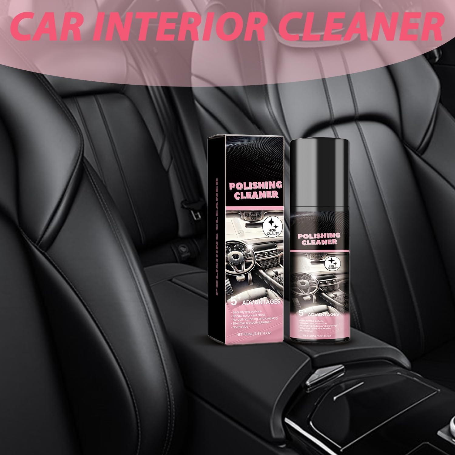 Car Interior Cleaner,100ml Car Interior Cleaner, Interior Detailer Spray,All Purpose Car Cleaner,Vehicle Interior Polish | Interior Detailer Spray(2pcs) - Image 4