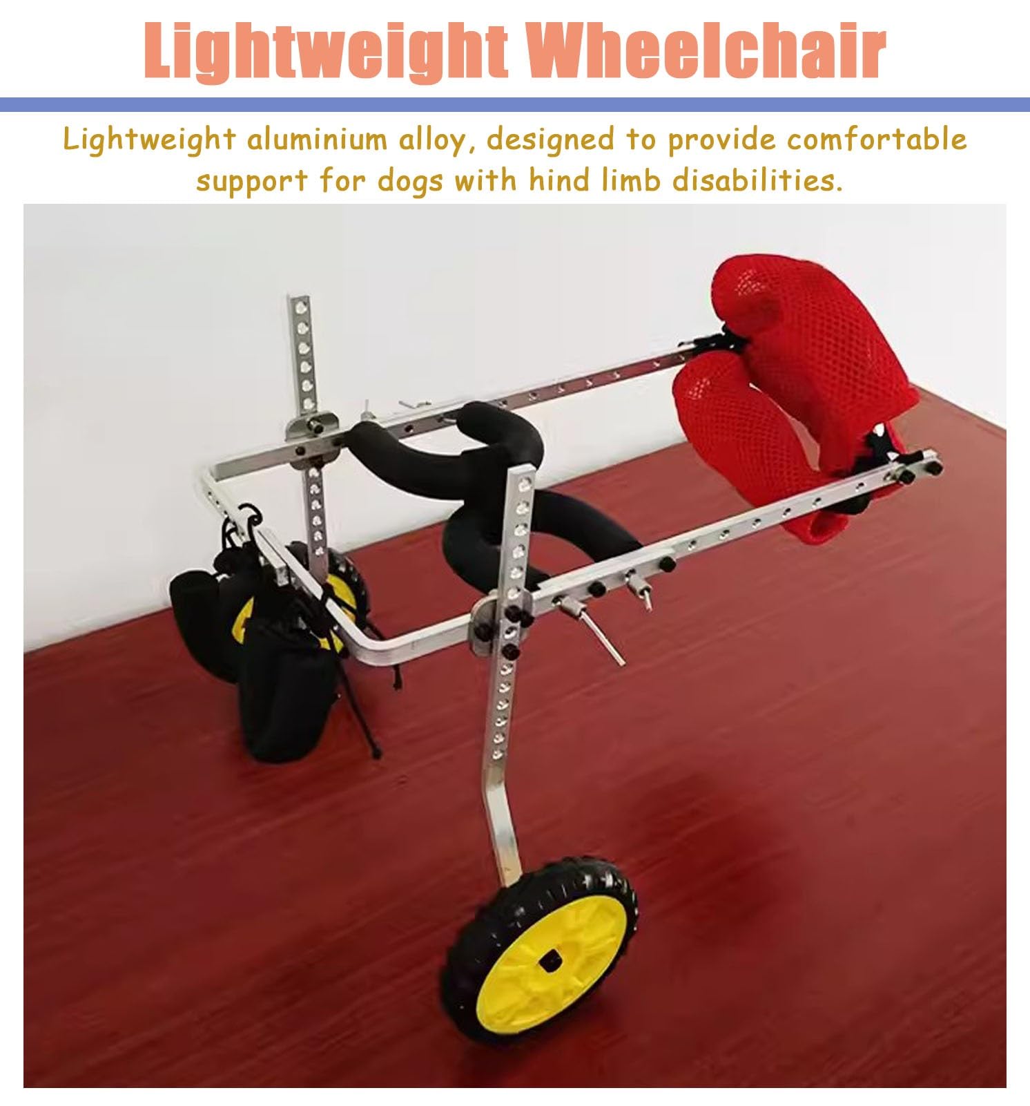 Wózek inwalidzki dla psa, regulowany wózek inwalidzki dla kotów i psów, lekki aluminiowy wózek rehabilitacyjny dla zwierząt domowych, pomoc dla osób niepełnosprawnych, orteza nóg i wsparcie bioder, do