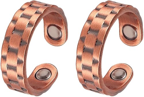 Miniatura 7 de FASCIO Anillos magnéticos para hombres y mujeres, anillo de cobre para dedos pulgar, joyería de cobre ajustable, regalo para artritis y alivio del