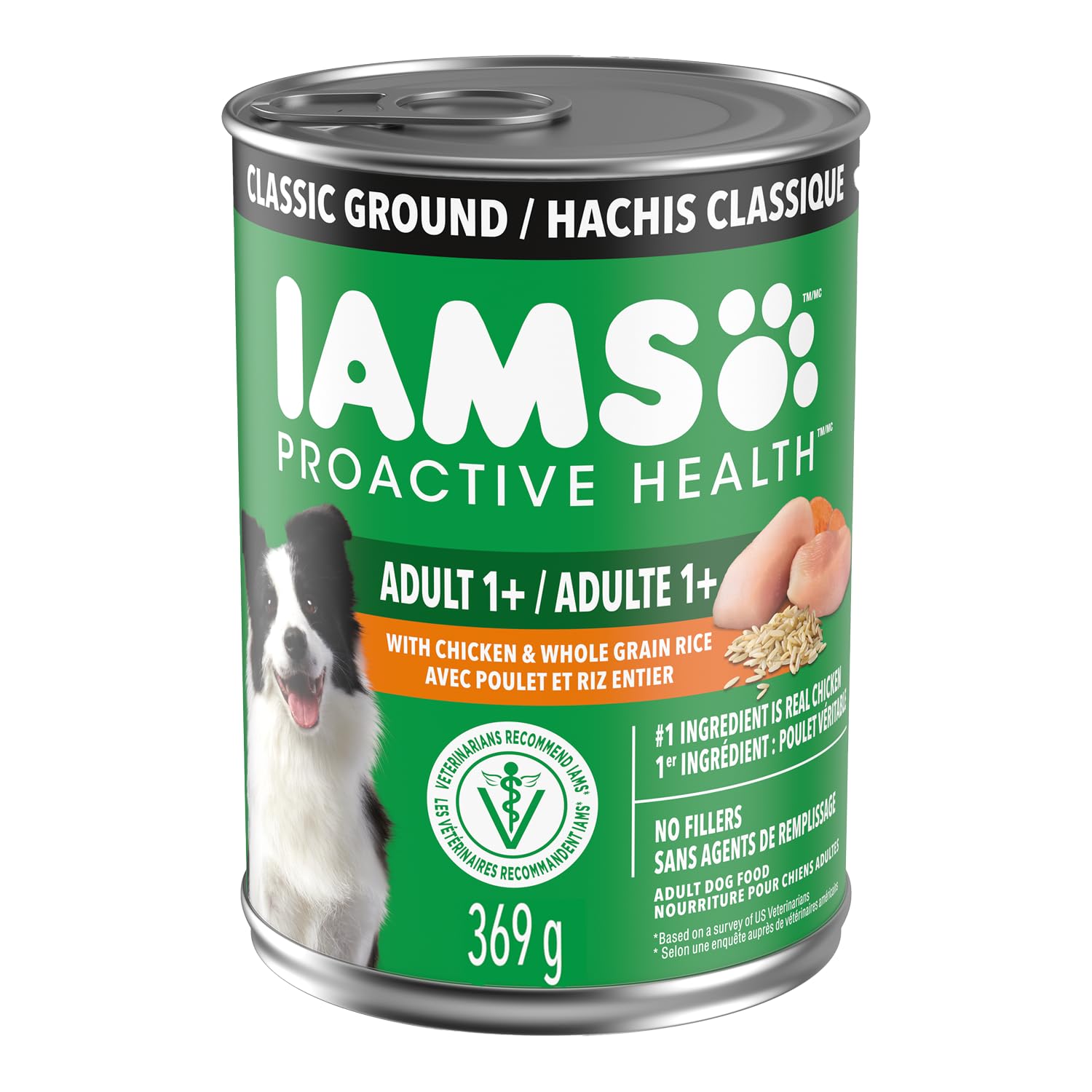 IAMS Proactive Health Adult Wet Dog Food – Chicken & Whole Grain Rice – Classic Ground – 369G Can (13 oz) (12pack) image 5
