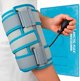 Vive Compressa De Gelo Com Compressão Para Cotovelo Com Bomba Inflável - Alívio Da Dor Em Fraturas, Tendinite, Epicondilite E Recuperação Pós-Cirúrgica - Tala Ajustável Para Terapia Quente E Fria