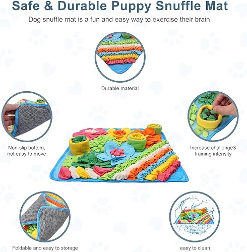 Miniatura 2 de Tapete de olfateo para perros, gatos, conejos, tapete de alimentación de golosinas para mascotas, 15.4 x 15.4 pulgadas para pequeños y medianos,