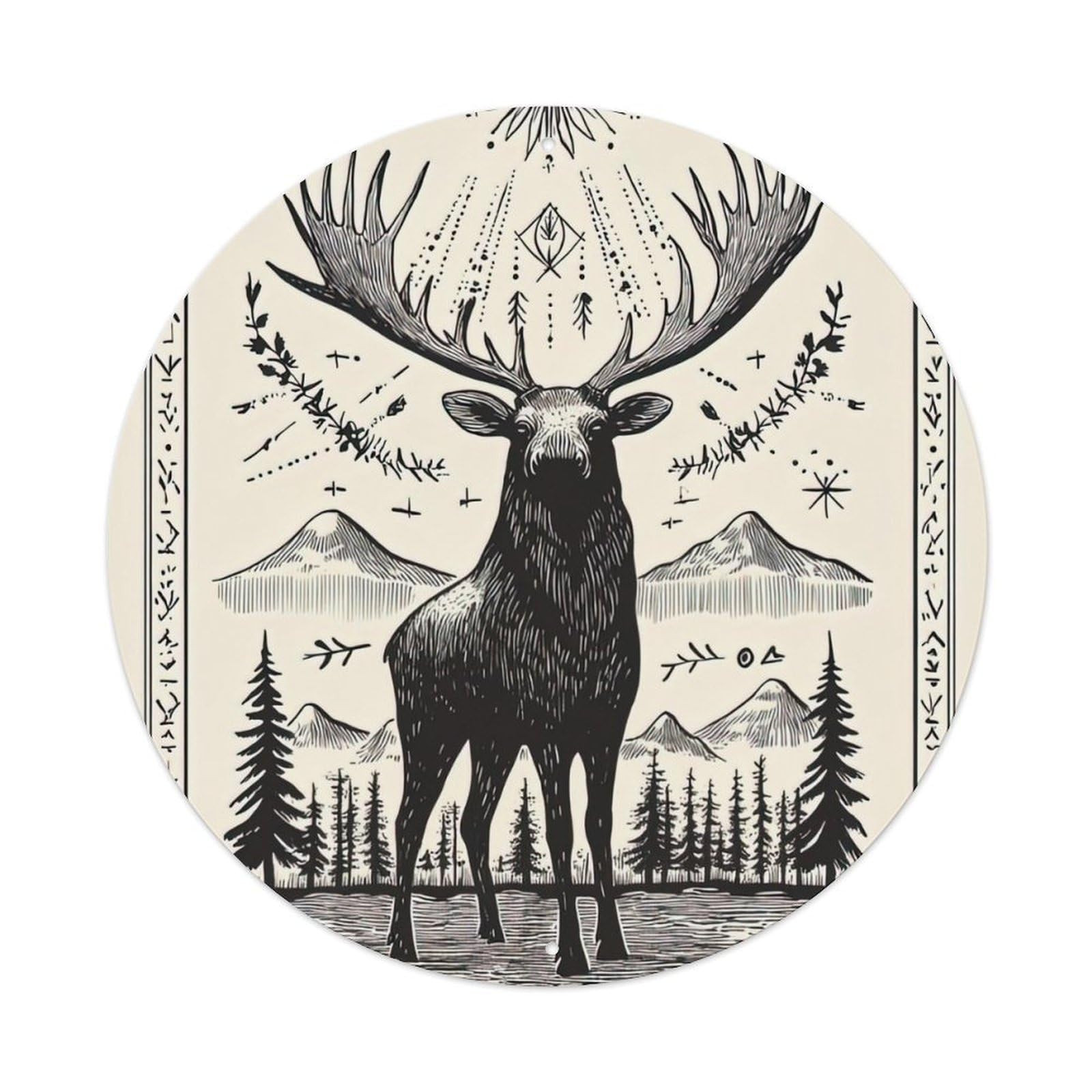 Animal Lonely Elk Vintage Metal Tin Sign Plaque Wall Decor for Cafe, Club Bar, Office, Garden Metal Poster 8x8Inch