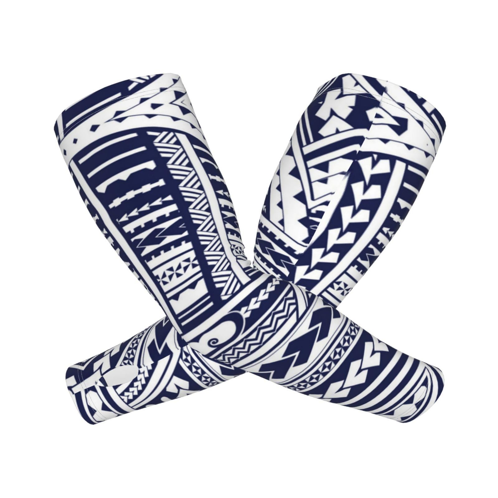 NOKOER Blue Polynesian Maori Tribal Pattern Printed Cooling Arm Sleeves For Men&Women,Sun Protection Sleeve For Golf,Cycling,Thumb Hole Sun Sleeves Cover