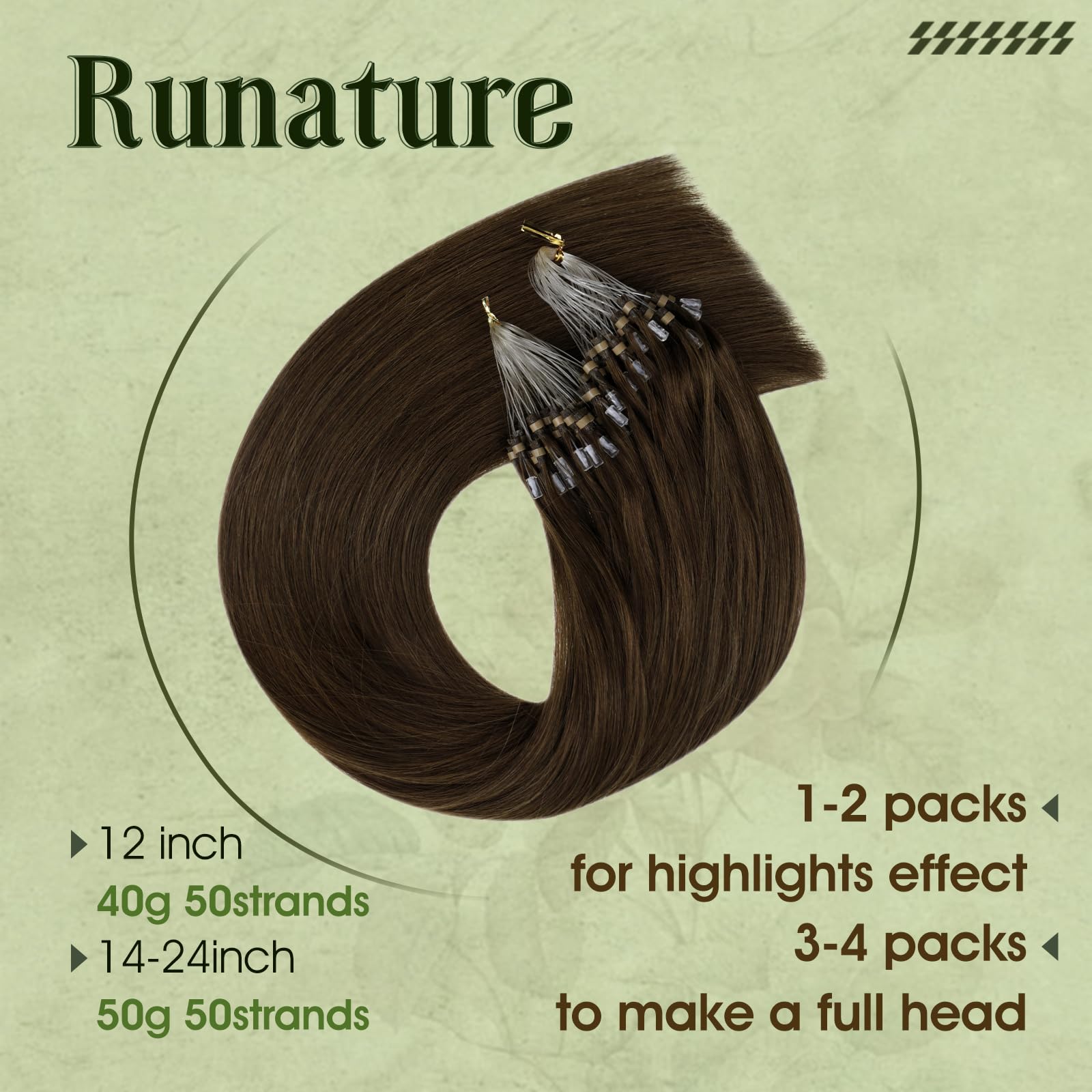 RUNATURE Micro Beads Hair Extensions Real Hair Purple Remy Micro Ring Hair Extensions Invisible Remy Straight Micro Hair 14 Inch 25g/25strands #Purple — view 124