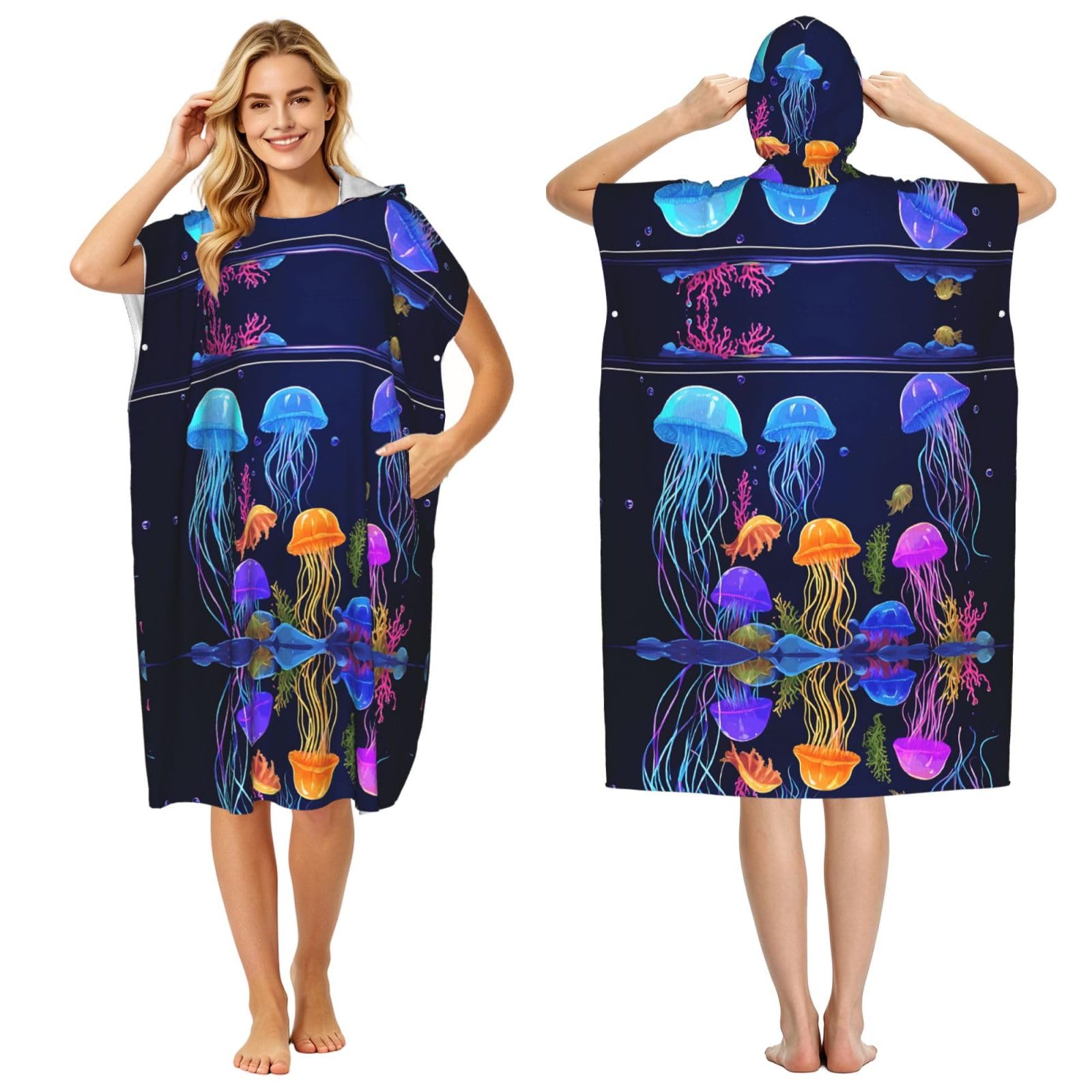 Poncho à capuche microfibre léger et absorbant pour le surf