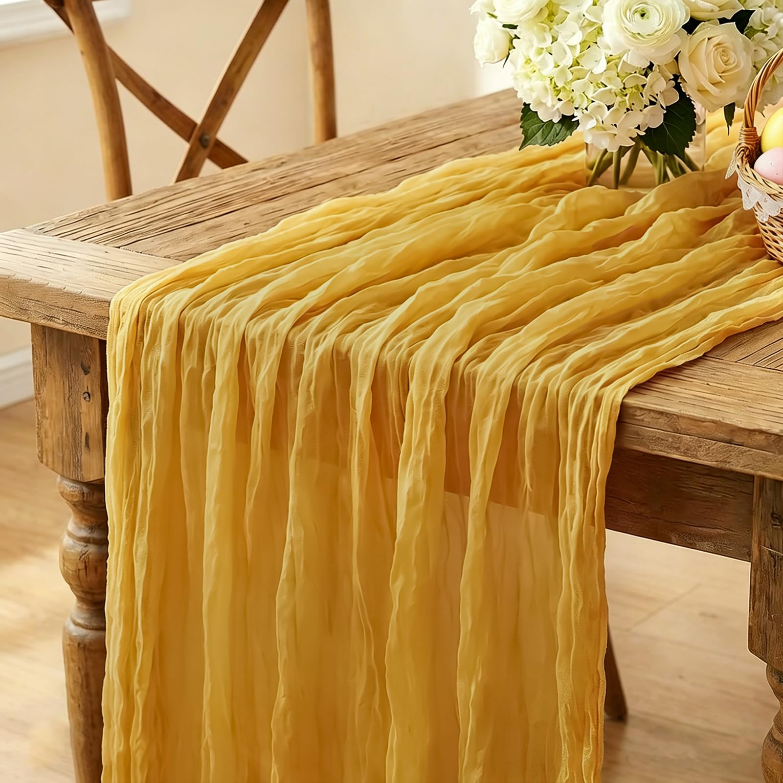 Pink Cheesecloth Table Runner - 10FT Boho Decor -17