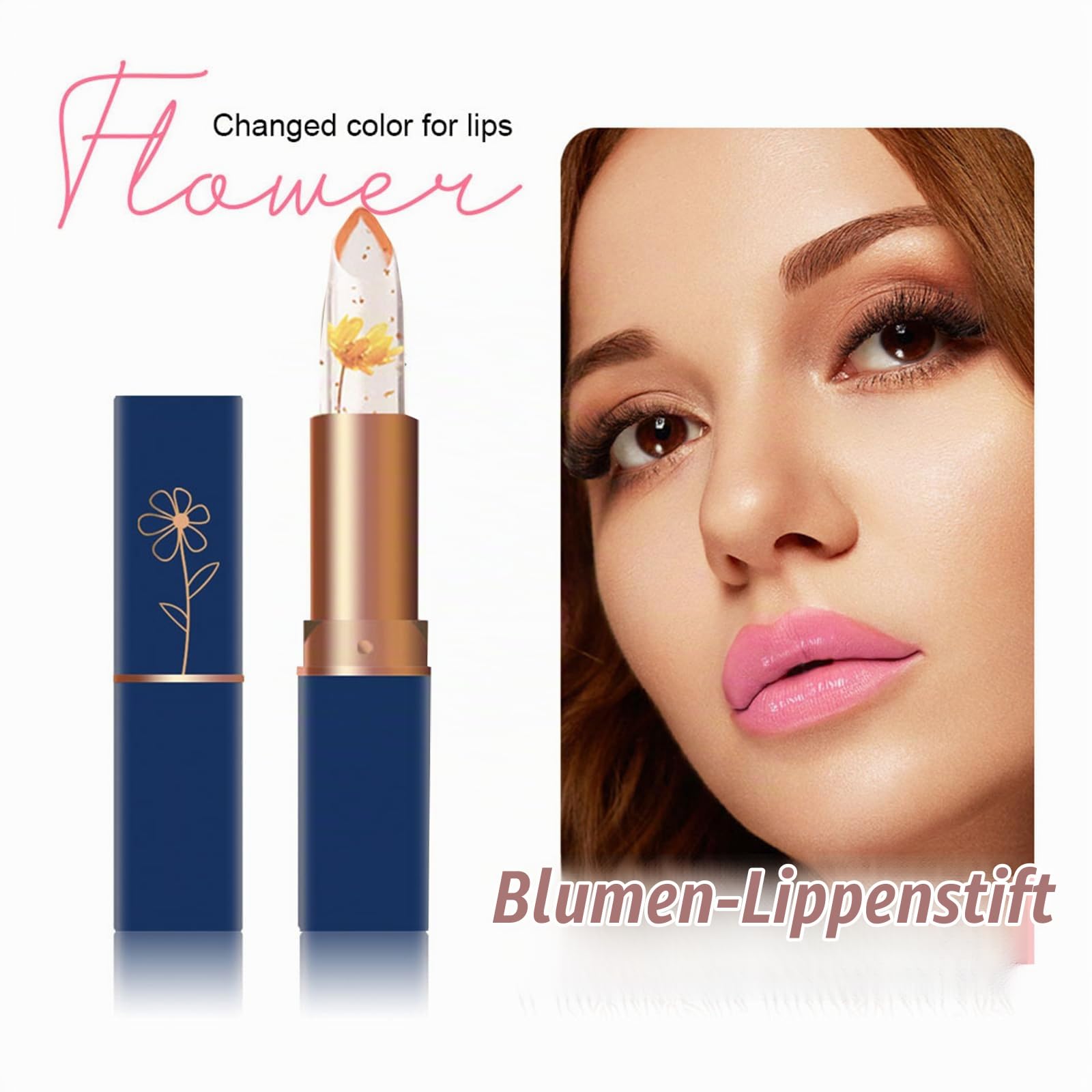 6 Packs Flower Jelly Lippenstift Set, Kristall Blumengelee Lippenstift Set,Farbwechsel Aloe Vera Lippenstift,Magische Temperatur Farbwechsel Lipgloss Lippenbalsam