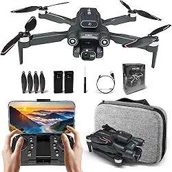 Drone com Camera Duplas 6K, S1S Drone Profissional Dobrável, com Flutuação de Fluxo Óptico, Desvio de Obstáculos a 360°, Fotografia por Gestos, Alarme de Bateria Fraca, Drones com 2000mAh Bateria