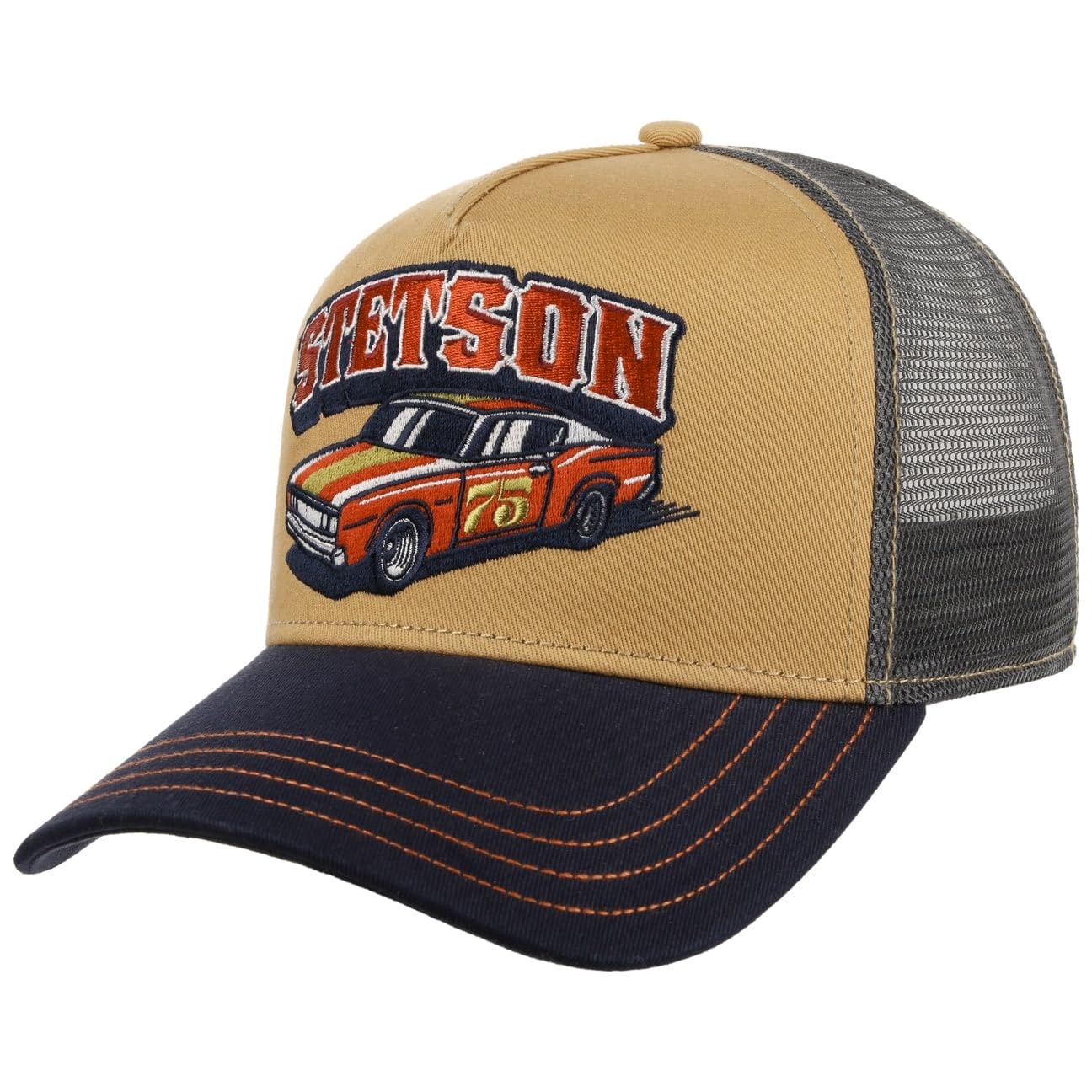 Stetson Muscle Car 75 Trucker Cap Snapback Unisex Spring Summer Autumn Winter Brown-Blue
