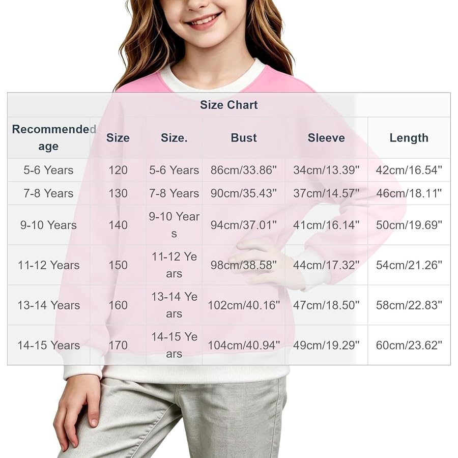 Sweatshirt Mädchen Casual Pullover Langarmshirt Herbst Winter Oberteil | Mode Tops Girl Warme Kleidung Bequeme Kinder Bekleidung Rundhals Locker Sweatshirts Rosa 140, Bild 4