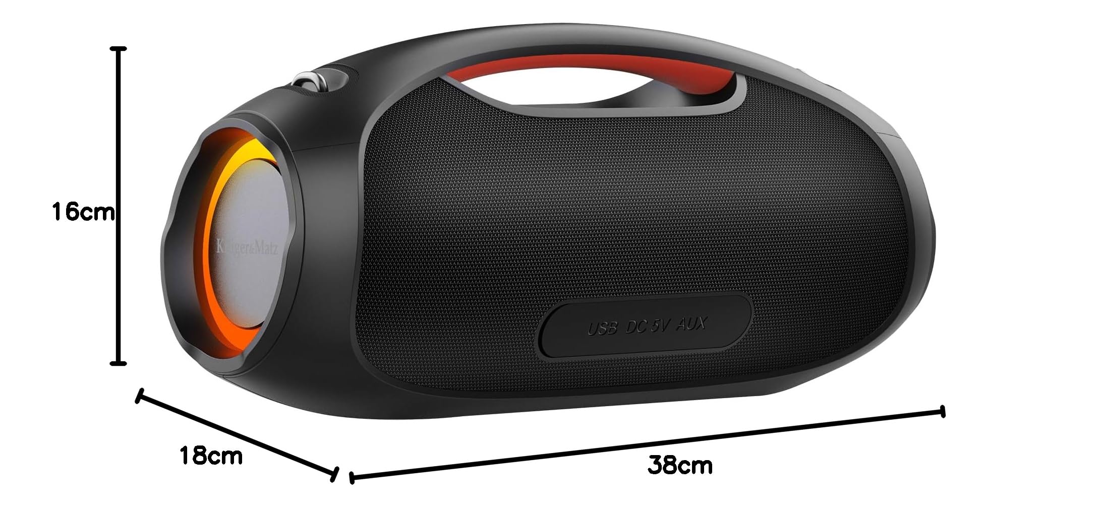 Krüger&Matz Głośnik Bezprzewodowy Bluetooth Street X-BASS Moc 60 W Ochrona IPX6 Podświetlenie RGB KM0572