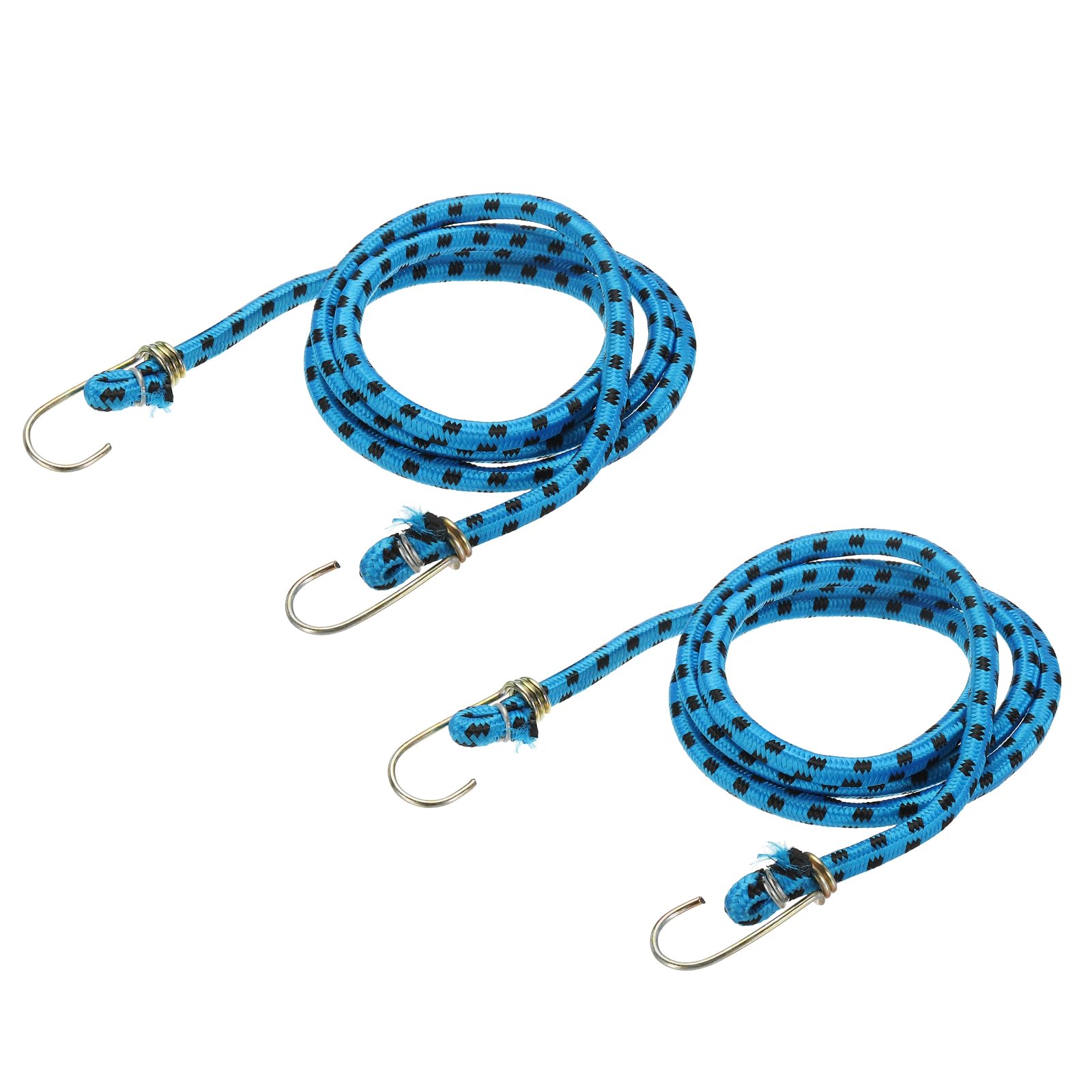 PATIKIL 1.5 m x 10 mm Marine Grade Bungee Cord with Hooks, 2Pcs Rubber Heavy Duty Outdoor Elastic Straps Kayak Stretch String Rope for Securing Luggage Moving Cargo, Blue