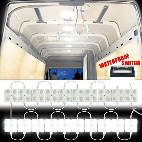 GAMPRO Kits de luz interior de camioneta de 12 V, 12 W, 80 LED, kits de luces LED blancas para camioneta, minivan, remolque, camión, RV, caravana,