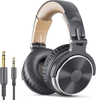 OneOdio Pro10 ヘッドホン 50mmドライバー プロフェッショナル DJ用 モニターヘッドホン 有線 密閉型 スタジオ用/楽器練習/ミキシング/TV視聴/映画鑑賞 グレー