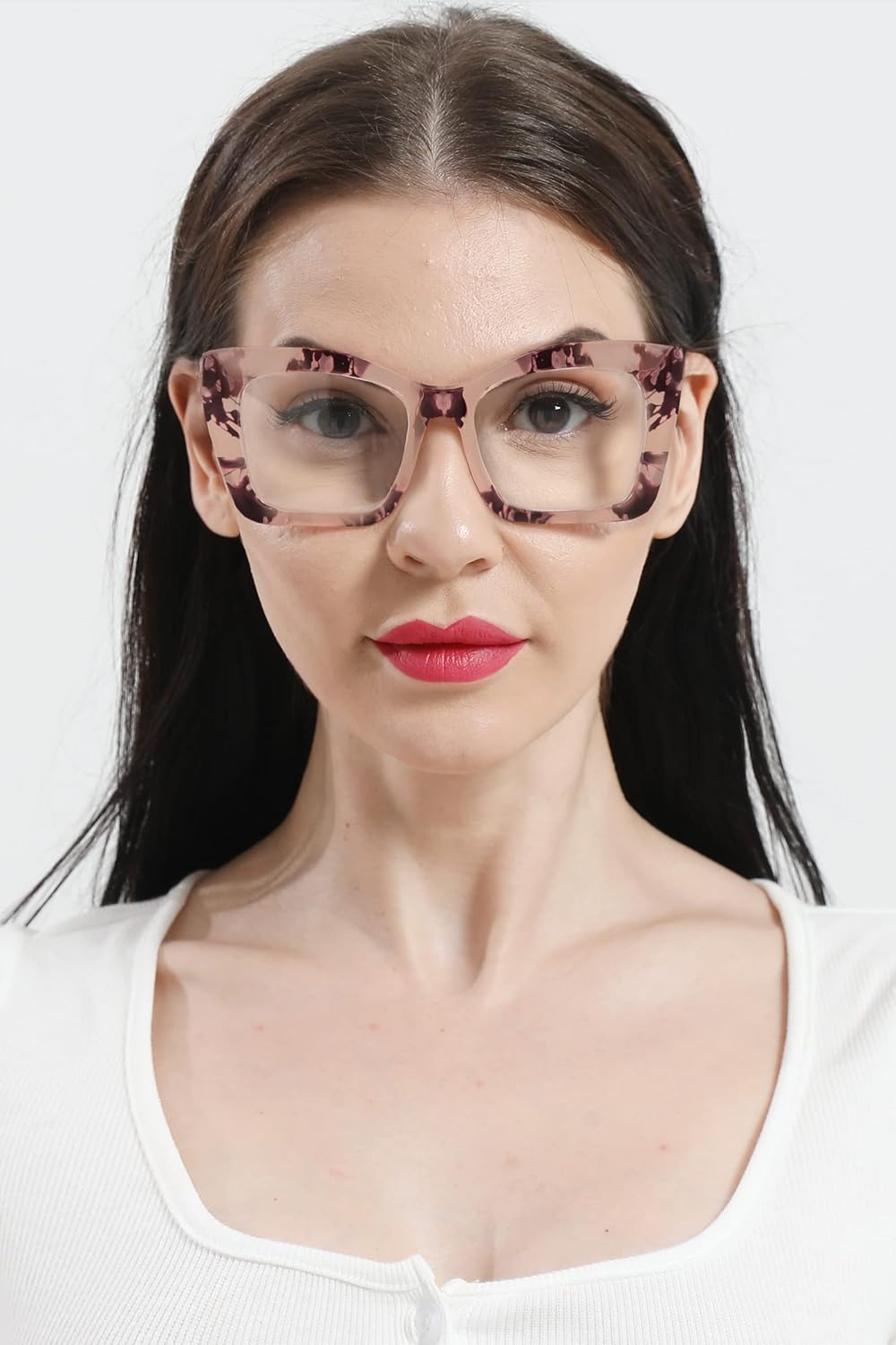 REAVEE Oversized Square Reading Glasses Oprah Style for Women, Blue Light Blocking Large Frame Computer Readers Spring Hinge