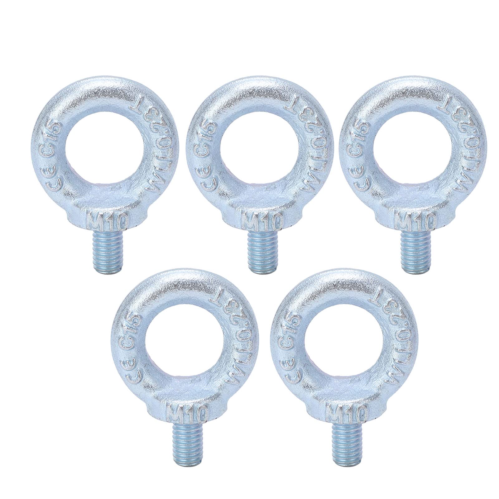 Respicefinem 5PCS Lifting Shoulder Eye Bolt Electroplating White Zinc Q235 Steel Lifting Ring Threaded Eyebolt Ideal for Industrial M10 Applications in Ports Electric Power Steel (M10)