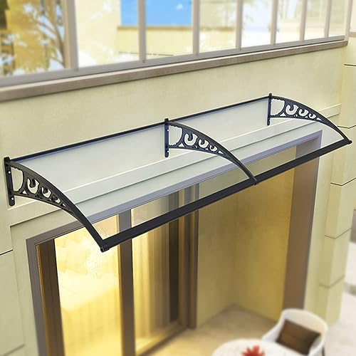 Miniatura 2 de Toldo para ventana de patio, puerta delantera al aire libre, patio, toldo para puerta de techo, toldo arqueado de policarbonato con soportes, varios