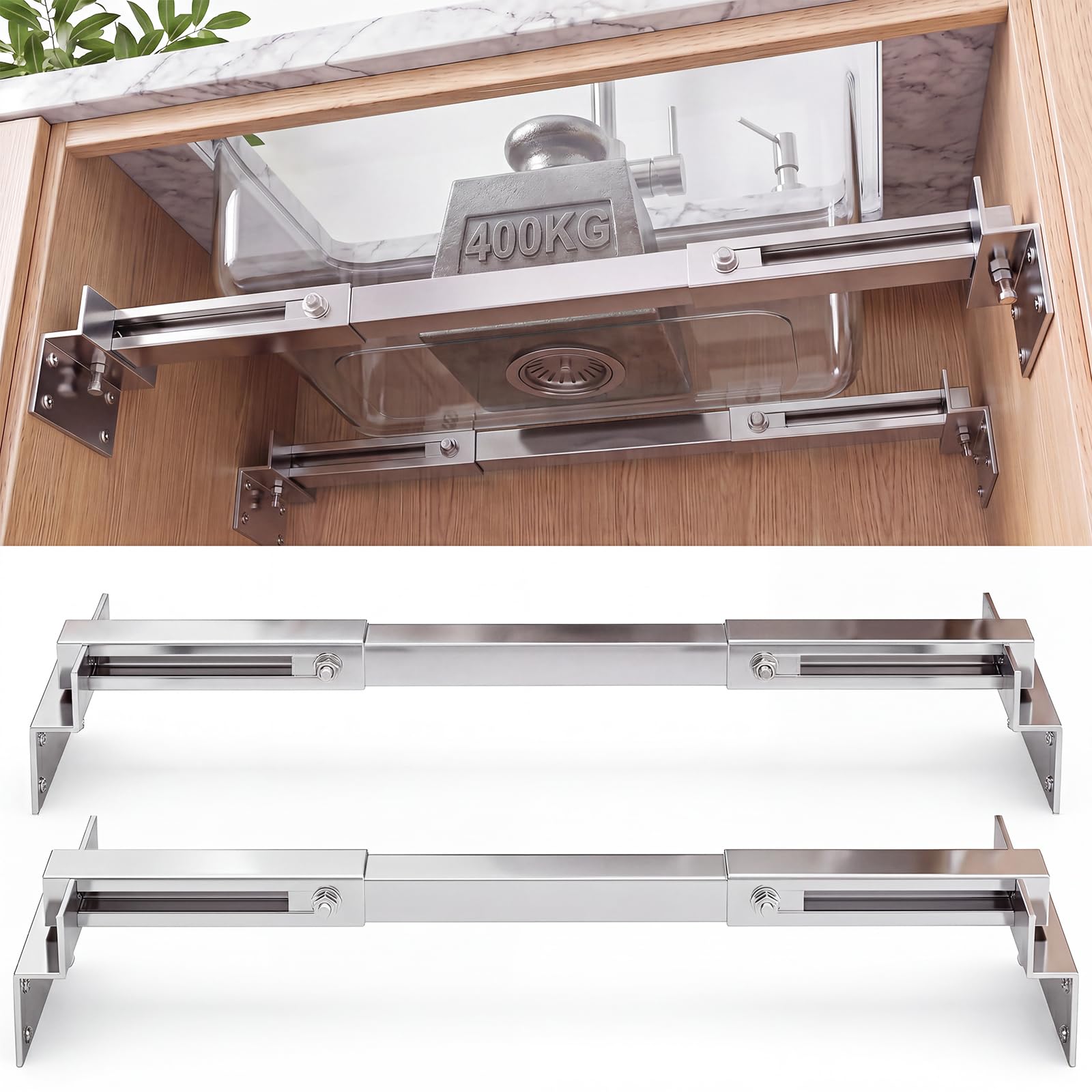 WUDLEP 2PCS Undermount Sink Brackets, 71-100cm Kitchen Sink Support Kit
