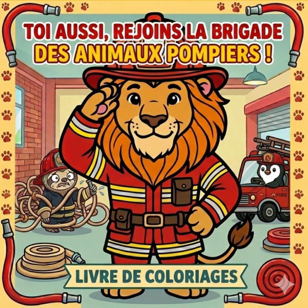 La Brigade des Animaux Pompiers: Livre de coloriages pour enfants – Apprends le métier de pompier avec des animaux courageux