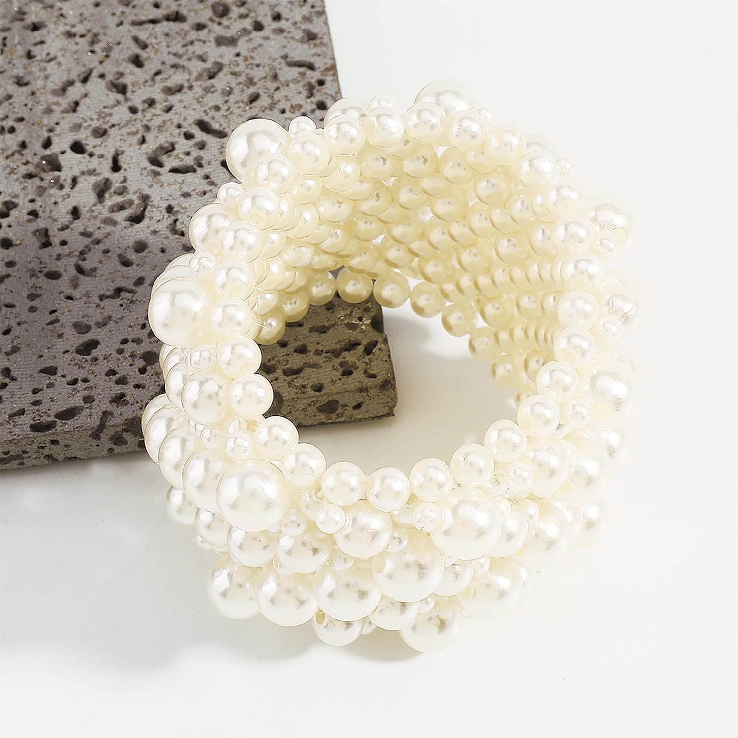 Women’s Vintage Elastic Imitation Pearl Bracelet for Wedding Holiday Party - Image 4