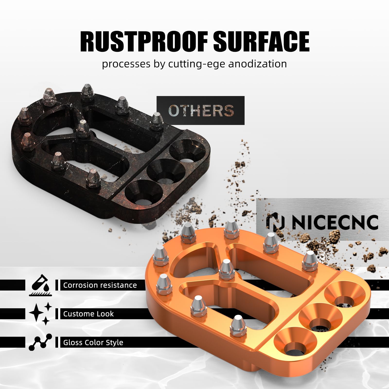 NICECNC Orangefarbener Aluminium-Bremshebel-Peg Compatible with 390 Adventure 2020–2023, Compatible with Husqvarna 701 Enduro/Supermoto, Compatible with GasGas 700 SM/ES, Siehe Ausstattung