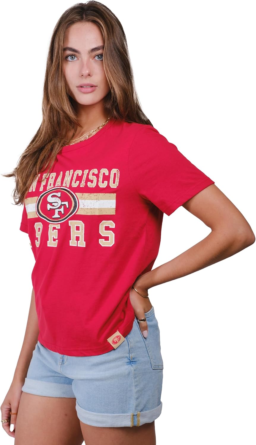 Ultra Game Women's NFL Official Distressed Graphics Super Soft Crew Neck T-Shirt - Image 3