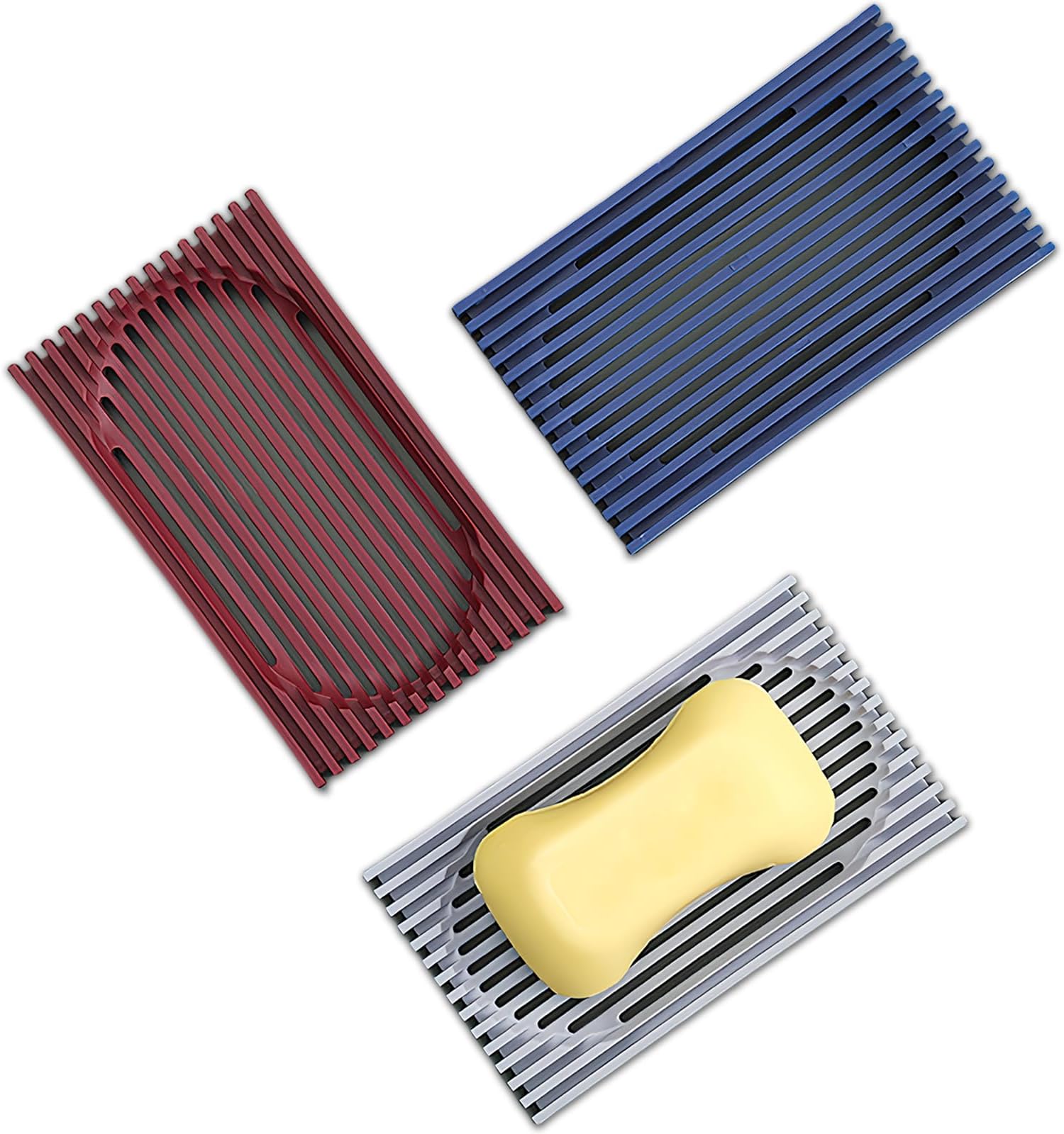 Lot De 2 Porte-Savons En Silicone - Incliné, Anti-dérapant, Avec Évacuation D'Eau Pour Douche/Baignoire