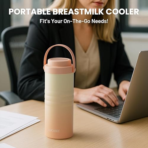 Miniatura 4 de LUCKBEE Enfriador de leche materna portátil 24H con pantalla LCD, botella de almacenamiento de leche aislada, capacidad para 2 botellas de 16 onzas,