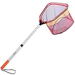 PLUSINNO Kids Fishing Net, Telescopic Lightweight Landing Net with Aluminum Pole Handle and Nylon Mesh, Catch and Release Net for Kids Youth Outdoor