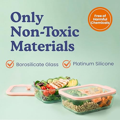 Miniatura 2 de Ziruma Recipientes de vidrio no tóxicos para almacenar alimentos de 1.5 tazas con tapas, avena durante la noche, preparación de comidas sin