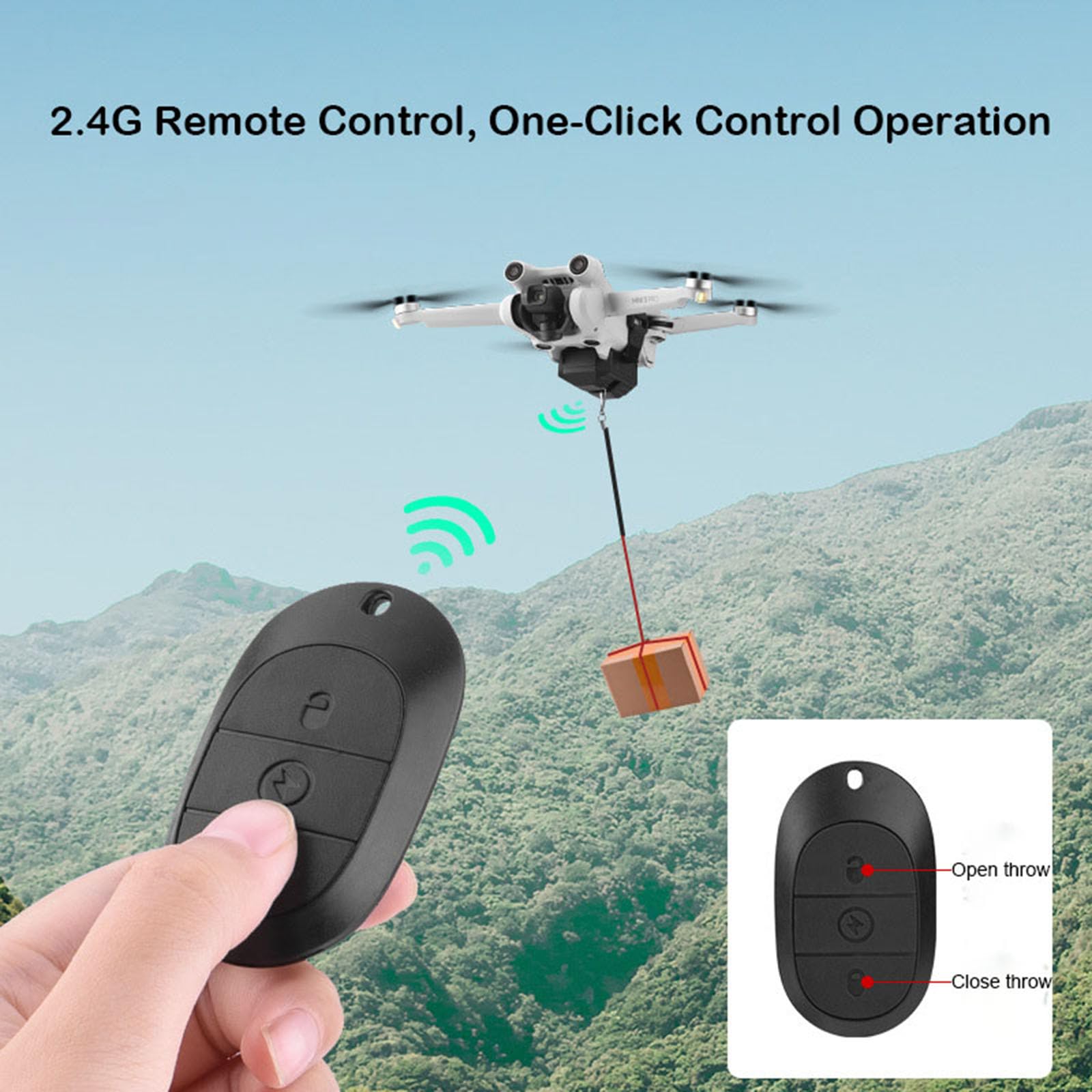 LICHIFIT Drone Airdrop-systeem, universeel, voor DJI Mini 3 Pro/Mini 3, compatibel met draagkracht 200 g, afstandsbediening 1000 m, lichtgrijs LICHIFIT Drone Airdrop-systeem, universeel, voor DJI Mini 3 Pro/Mini 3, compatibel met draagkracht 200 g, afstandsbediening 1000 m, lichtgrijs